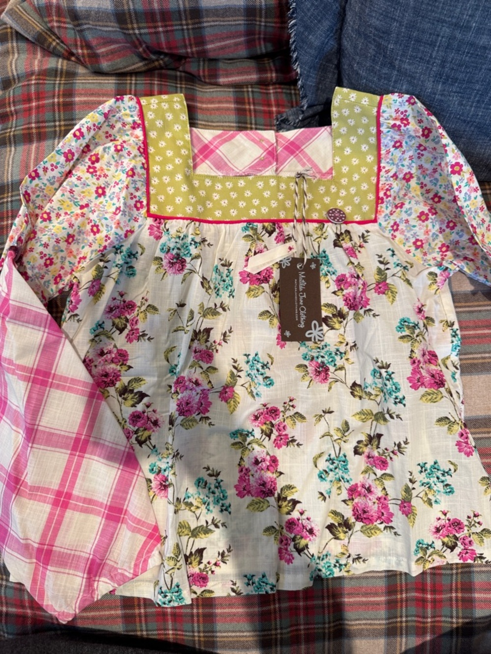 NWT—Matilda Jane Pink and Green Floral Kids Blouse